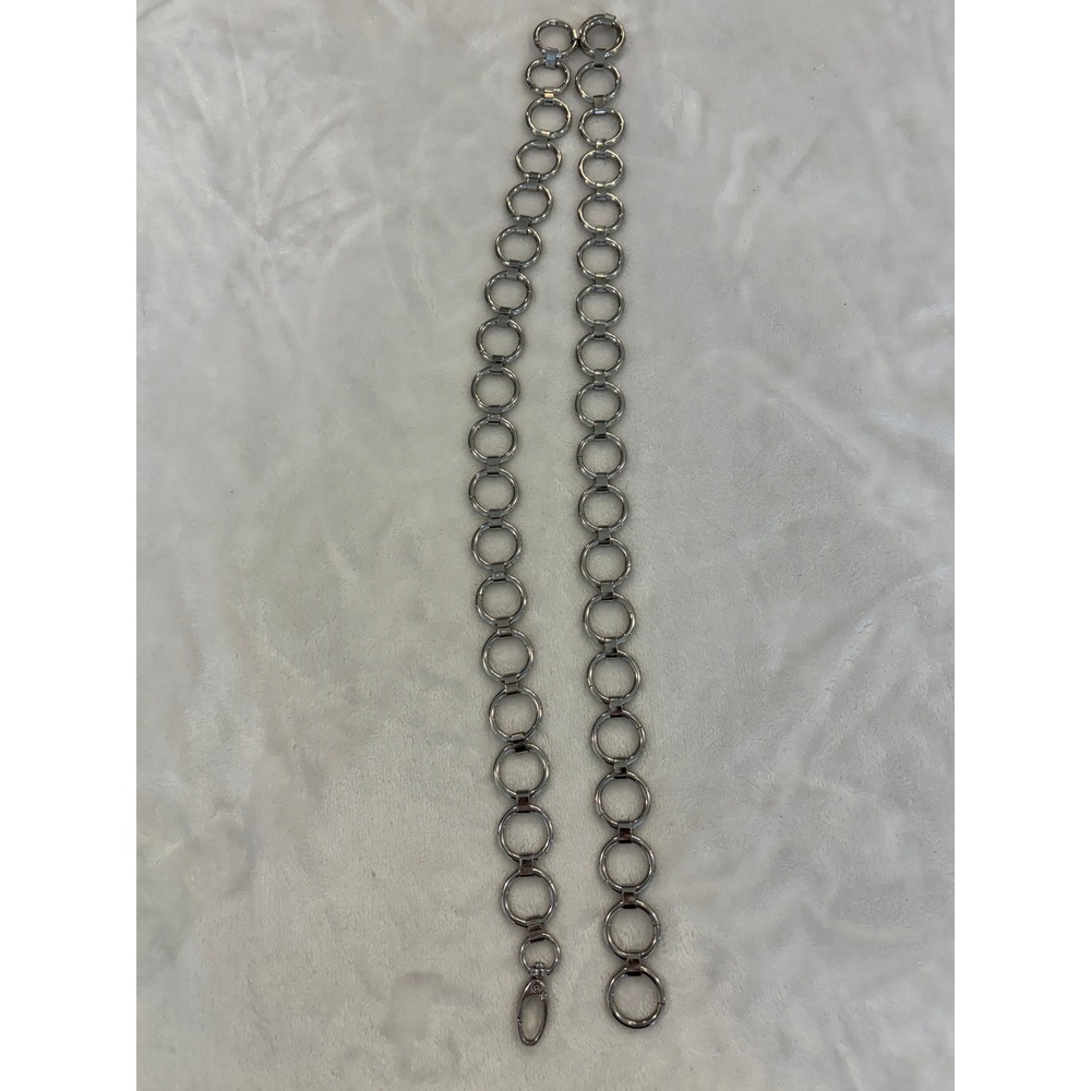 Silver Metal O-Ring Chain Belt Y2K Adjustable Lobster Clasp 42 Inch Length